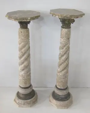 Pair of Bronze and Marble Pedestals