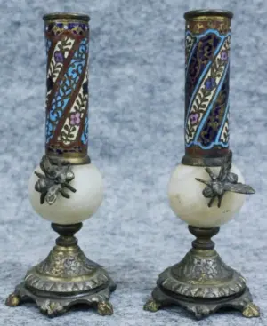 CHAMPLEVE FRENCH ENAMEL VASES