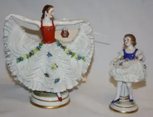 Lot of 2 Dresden porcelain figurines
