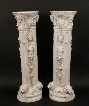 Pair of Italian White Glazed Pedestals