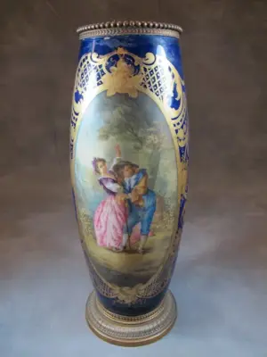 Antique Sevres porcelain & bronze vase
