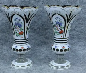 PAIR OF 19TH C. BOHEMIAN OVERLAY VASES